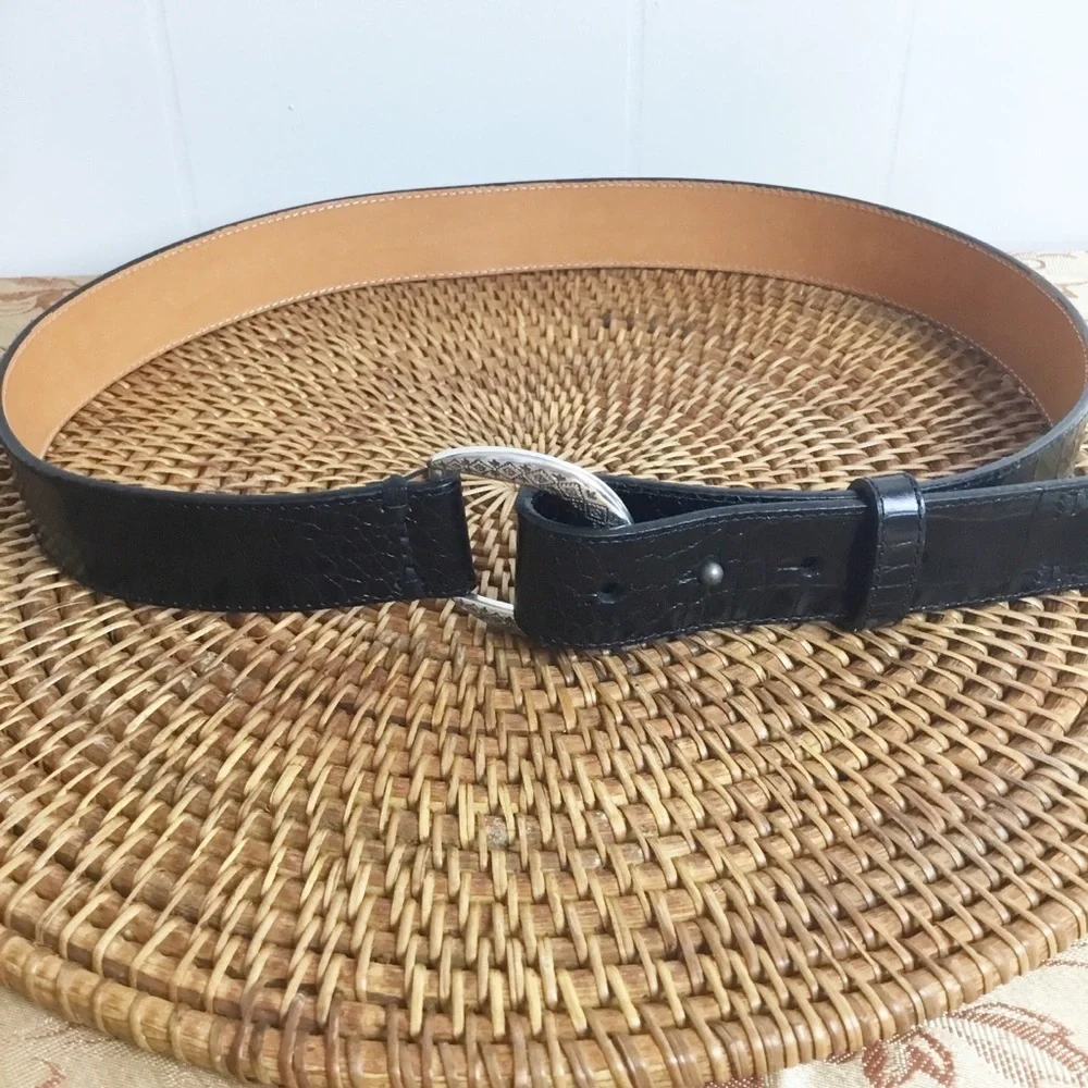 Brighton Black & Silver Belt Leather Size L